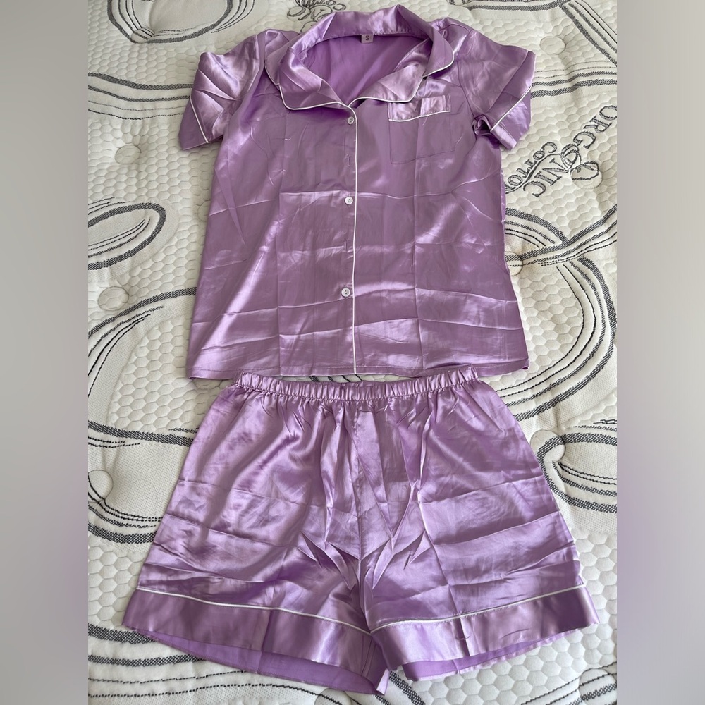 Purple Satin Pajama Set